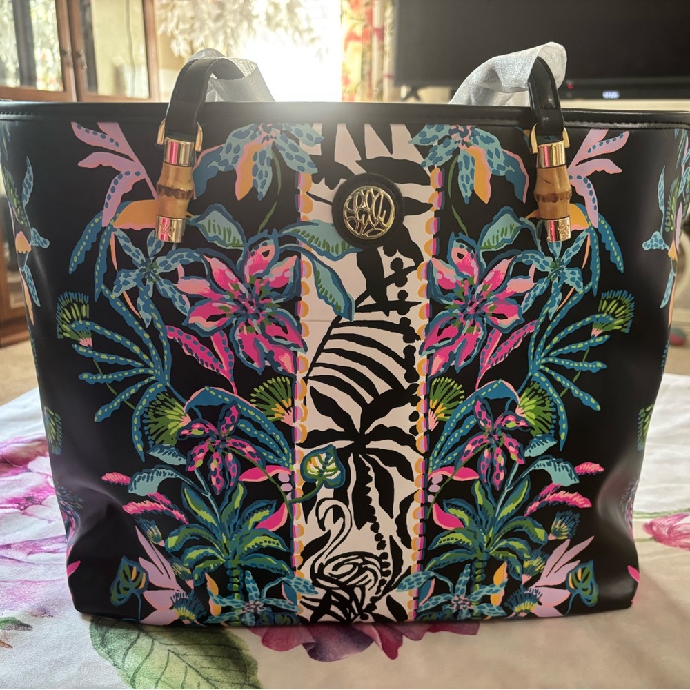 Lilly Pulitzer Black Floral Tote